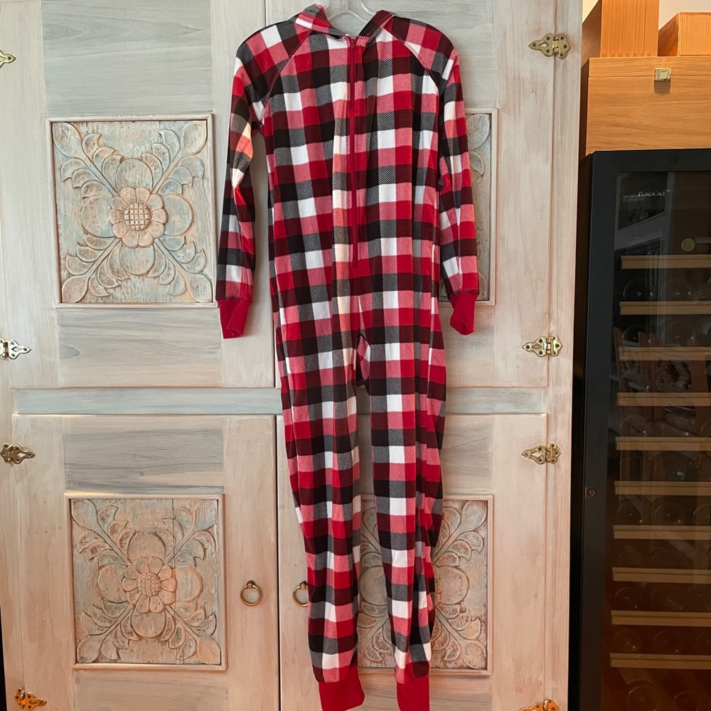 Red White Black Onesie with hood